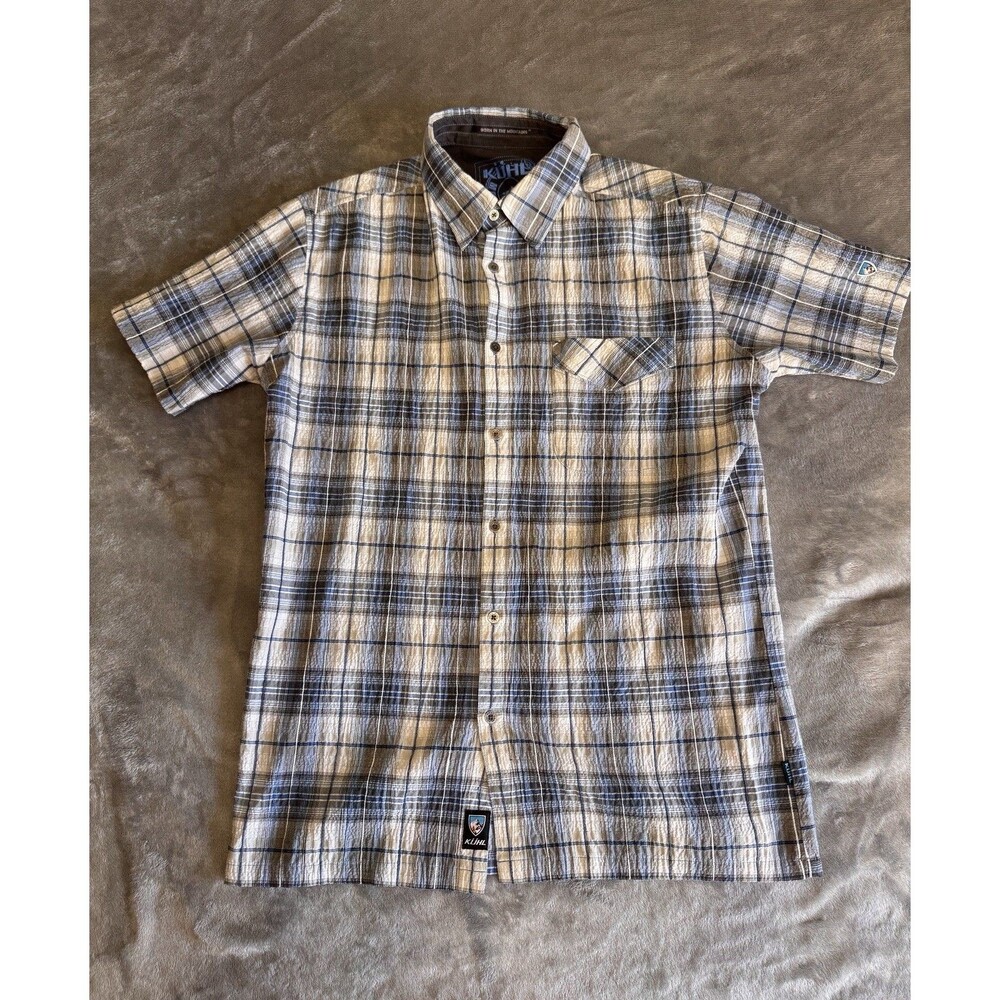 Kuhl Shirt Mens Medium Plaid Short Sleeve Button Up Hiking Outdoor